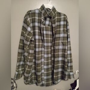 Aerie Green and White Casual Button Down Shirt